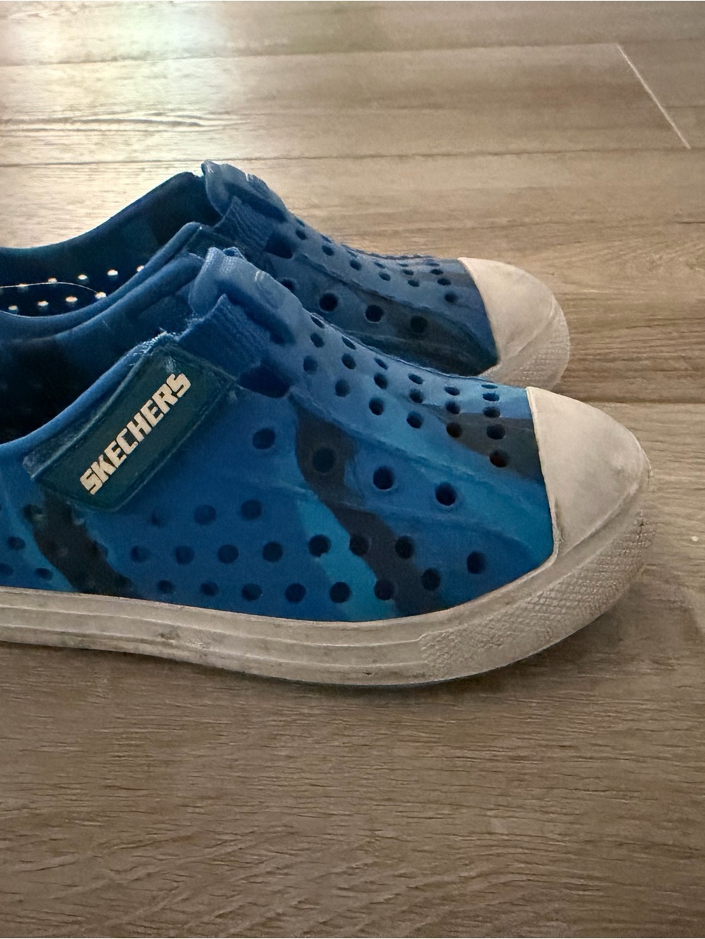Skechers Kids Blue and White Slip-On Perforated Sneakers